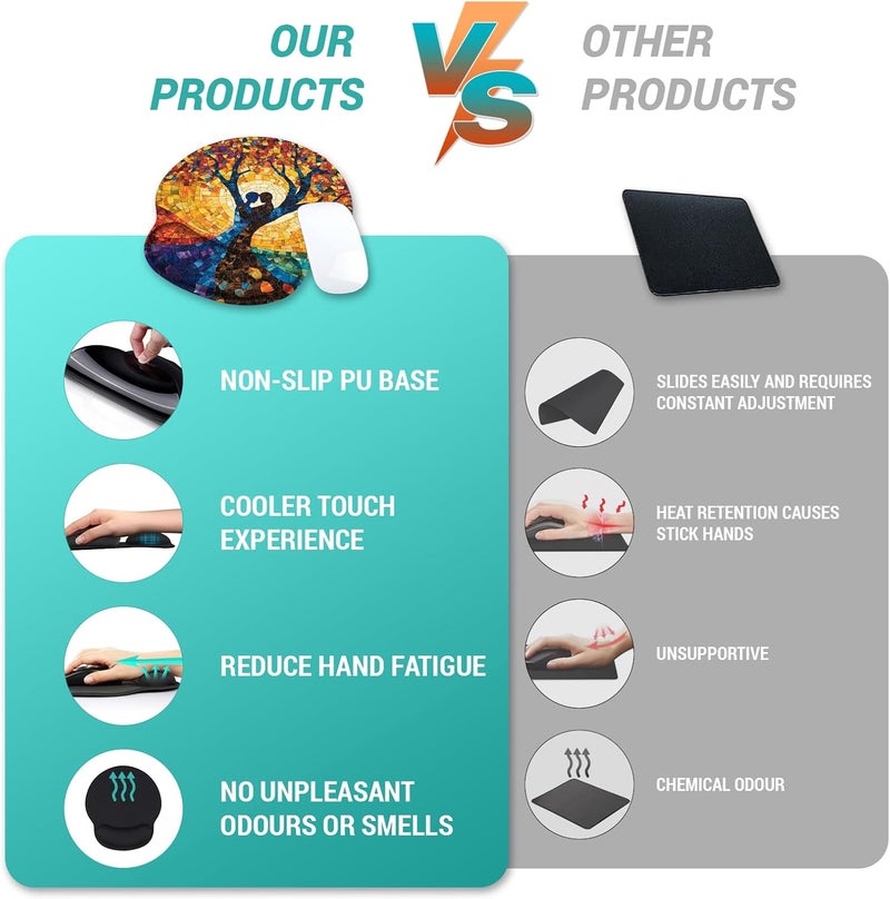 Hancynir Ergonomic Mouse Pad Wrist Support, Tree of Life Gel Mouse Pads with Wrist Rest, Computer Mousepad for Desk with Non-Slip PU Base, Comfortable Mouse Pad for Office Accessories Supplies Decor - Image 5